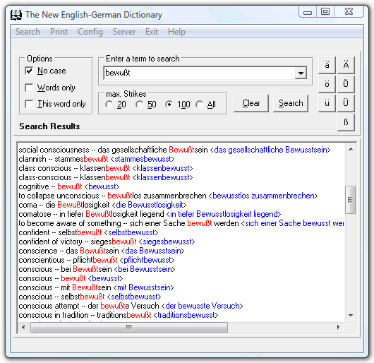The New English-German Dictionary Screenshot